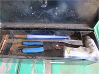 Metal Tool Box, Air Drill & Wire Strippers