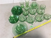Green Glass Dishes Lot