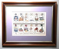 Needle Point Months of the Year Framed