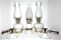 Hobnail Milk Glass Electric Lamps & Candle