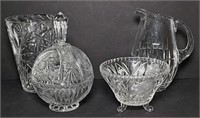 Deep Molded Glass Bowl, Pitcher, Vase