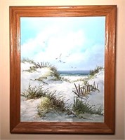 Framed Sea Scape Painting on Canvas