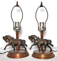 Pair of Metal Horse Lamps