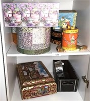 Two Shelves of Tins and Boxes