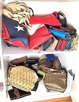 Two Shelves of Assorted Purses and Wallets