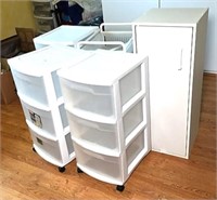 Rolling Storage Containers and one Cabinet