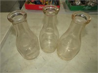 BOX OF (3) ADVERTISING MILK BOTTLES