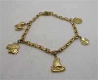 18kt Gold Charm Bracelet, Swedish Theme Charms