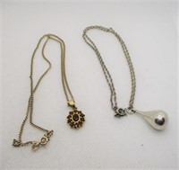 830S Drop & Gold On Sterling Garnet Necklaces