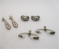 3 Pr Sterling Silver Earrings
