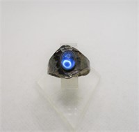 925 Blue Stone Hand Hammered Ring, Swedish