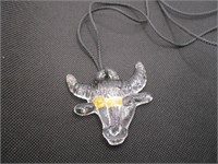 Boda Sweden Art Glass Bull Necklace
