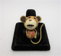 Vintage Wood & Plastic Monkey Brooch