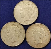 3 Silver Peace Dollars