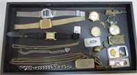 Tray of Watches, Money Clips, Misc Jewelry