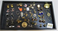 Tray of Mostly Cufflinks & Tie Clips