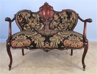 Rococo Style Mahogany Settee Circa 1890
