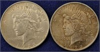 2 1922 Silver Peace Dollars