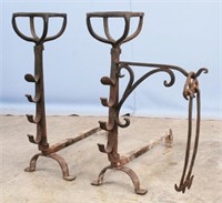 Pair 18th/19th Century Hand-Forged Andirons