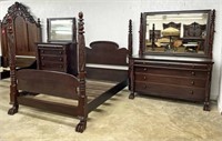 3 Pcs. Acanthus Carved Mahogany Bedroom Suite