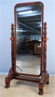 Acanthus Carved Mahogany Cheval Mirror C. 1890