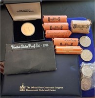 Cigar Box of Coins & Misc