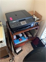 ROLLING CART / NICE BROTHER PRINTER W CONTENTS