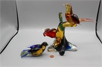 Murano "3 Birds In A Tree" Blown Glass Sculpture