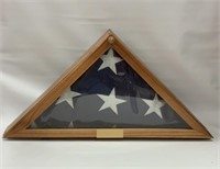 American Flag in Memorial Case with Engraved Plate