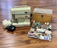 Sears Kenmore Sewing Machine W/case and Supplies