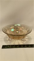 Floral & Optic Marigold Carnival Glass footed bowl