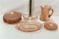 Depression Glass Sharon Cabbage Rose pink dishes