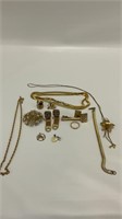 Variety of gold costume jewelry