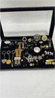 Variety lot of shirt pins, cuff links, & tie clips