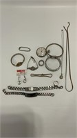 Variety of silver finish costume jewelry