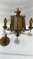 Vintage 1930s brass chandelier with original bulbs