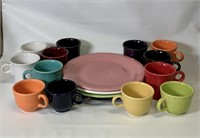Fiesta-ware Set of Coffee Cups and Plates