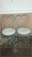 2 blue Metal cushioned Chairs