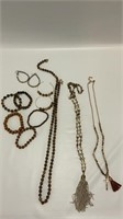 Variety of beaded costume jewelry