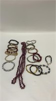 Variety of beaded costume jewelry