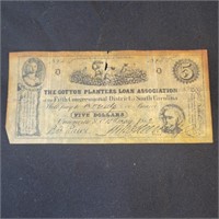 1862 $5 Note from The Cotton Planters Loan