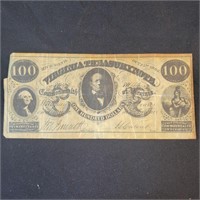 1862 100 Virginia Treasury Note