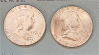 1961 & 1962D Franklin Silver Half Dollars