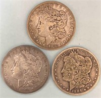 1883, 1883S & 1886 Morgan Silver Dollars