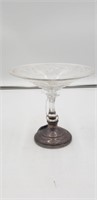 Etched Crystal Compote w/ Sterling Weighted Base
