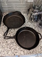 LODGE 10 AND 12 INCH CAST IRON SKILLETS