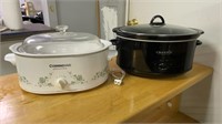 Black Crock-Pot Brand Slow Cooker and Corningware