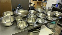 Large Lot of Stainless Steel Prep Bowls, Assorted