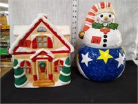 Noritaki Snowman cookie jar+ Gingerbread house