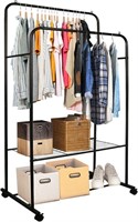 Clothing Garment Rack with Shelves, 31.5" Black